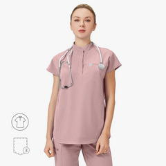 Avant Mandarin Collar Scrub Top - Snap Placket