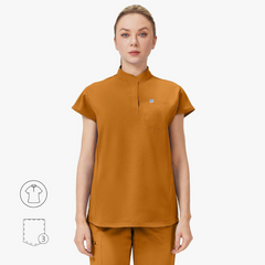 Avant Mandarin Collar Scrub Top - Snap Placket