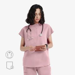 Avant Mandarin Collar Scrub Top - Zipper Placket
