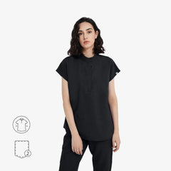 Avant Mandarin Collar Scrub Top - Zipper Placket