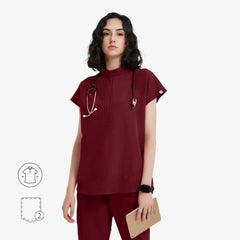 Avant Mandarin Collar Scrub Top - Zipper Placket