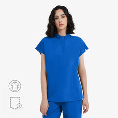 Avant Mandarin Collar Scrub Top - Zipper Placket