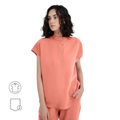 Avant Mandarin Collar Scrub Top - Zipper Placket