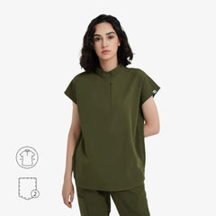 Avant Mandarin Collar Scrub Top - Zipper Placket