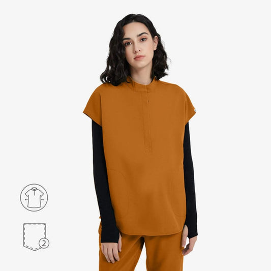Avant Mandarin Collar Scrub Top - Zipper Placket