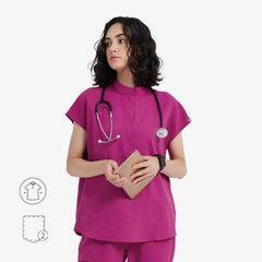 Avant Mandarin Collar Scrub Top - Zipper Placket