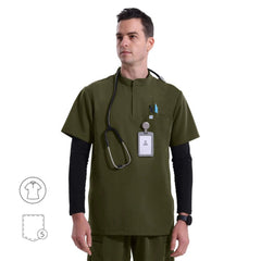 Blusa médica con cuello mandarín Ezra