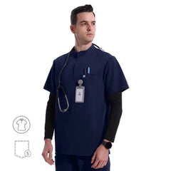 Blusa médica con cuello mandarín Ezra