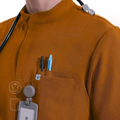 Blusa médica con cuello mandarín Ezra