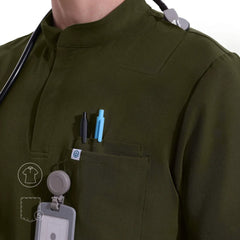 Blusa médica con cuello mandarín Ezra